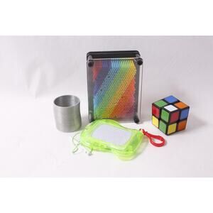 Classic Toys Rainbow Pin Art Rubik's Cube Magnetic Drawing Board and Slinky